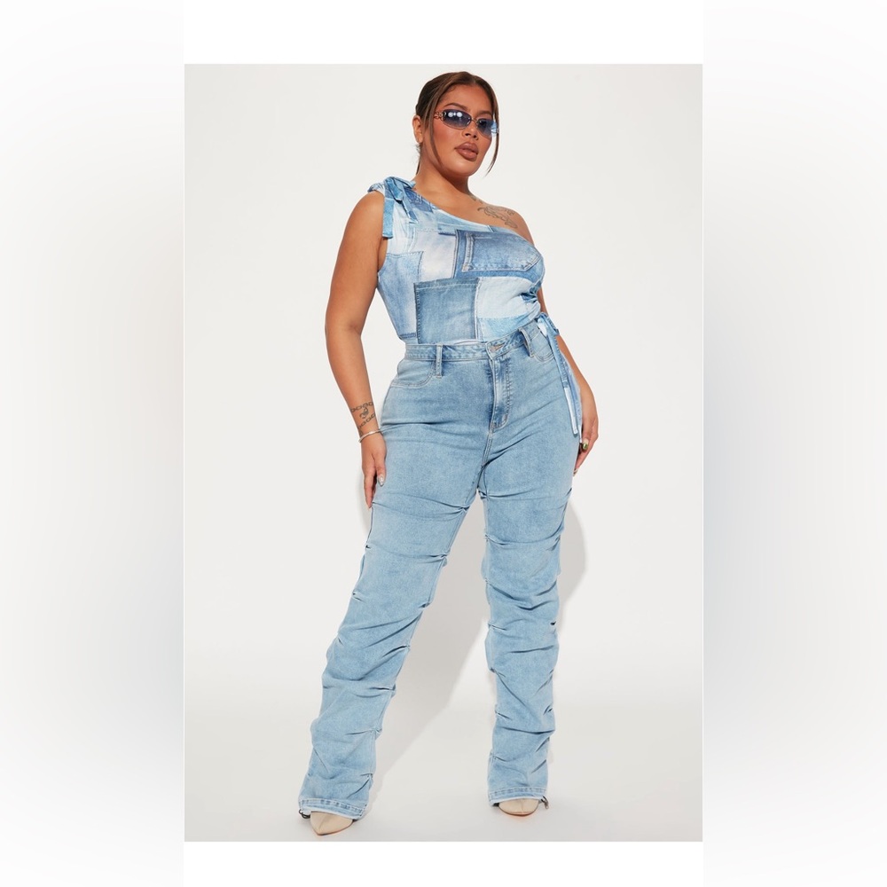 Catch my vibe stacked straight leg jeans